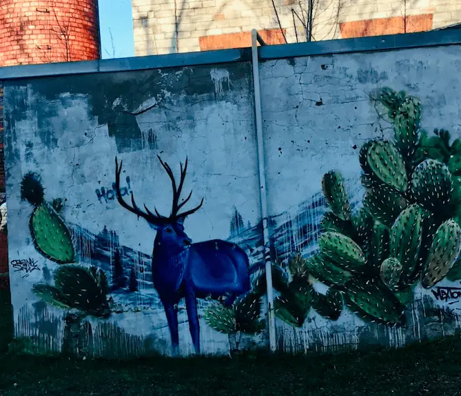 Street Art Tallinn Blue Deer. Street Art Murals in Tallinn Estonia
