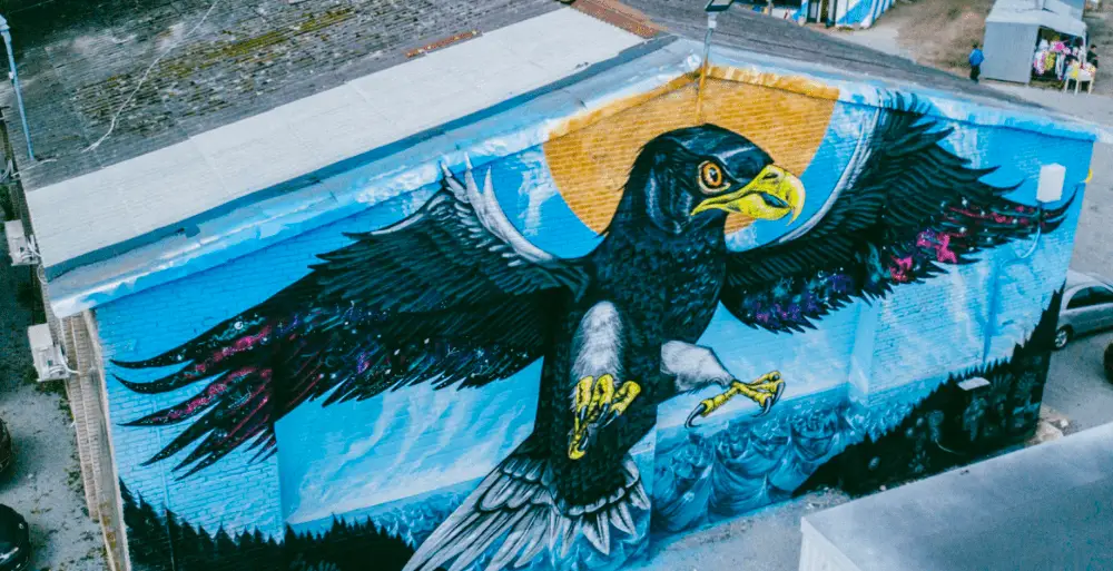 Kalevipoeg’s First Flight. Street Art Murals in Tallinn Estonia