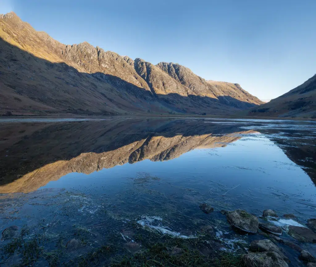 Lake and mountains in the background. Lochaber Geopark