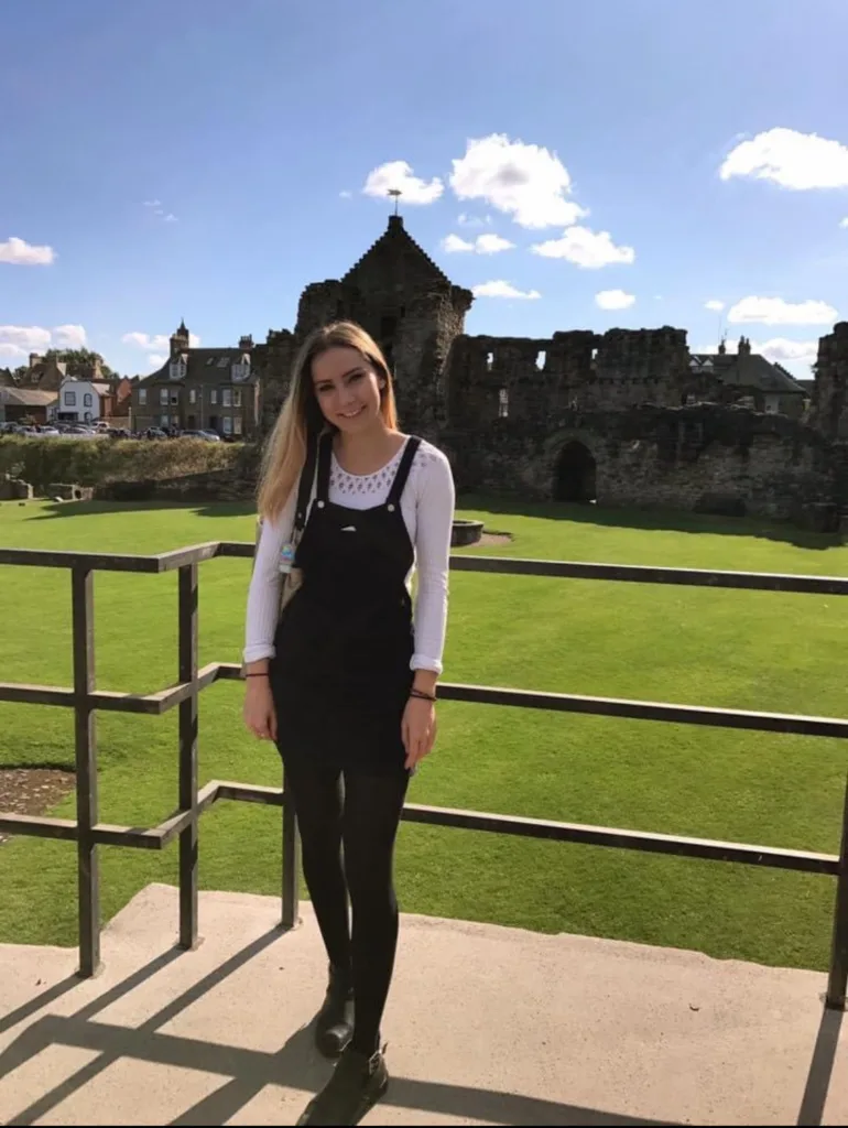 Woman in grounds of St Andrews Castle